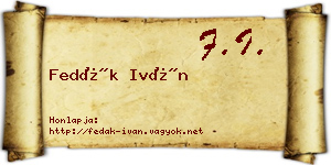 Fedák Iván névjegykártya